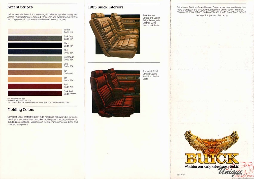 1985 Buick Electra Somerset Regal Exterior Paint Chart Page 2